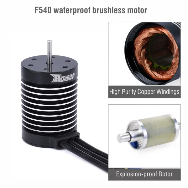 Rocket F540 Waterproof Brushless Sensorless Motor for 1/10 and 1/12 RC Cars - Multiple KV Options - Image 2