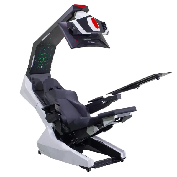 Imperator Works R1Pro Luxury Recline zero Gravity Speaker Massage RGB Gaming COCKPIT Triple Monitor Tilting Rig VR Workstation