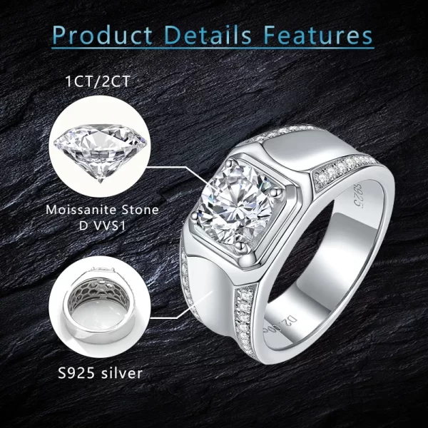 silver moissanite ring one stone 1ct 2ct 925 sterling silver minimalist ring trendy design