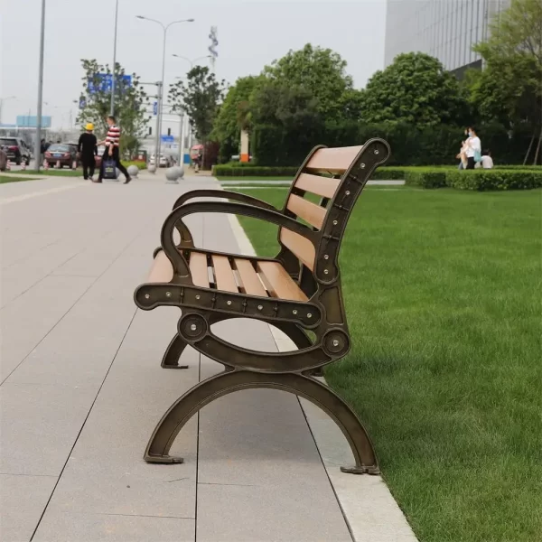 Metal Wooden Benches Seating Outdoor Park Patio Garden Furniture - Image 3