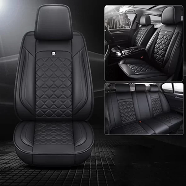 high quality  Coverage Latest Black Car Seat Cover Suitable for Most Models Breathable Leather Car Seat Cove Full set  universal - Image 3