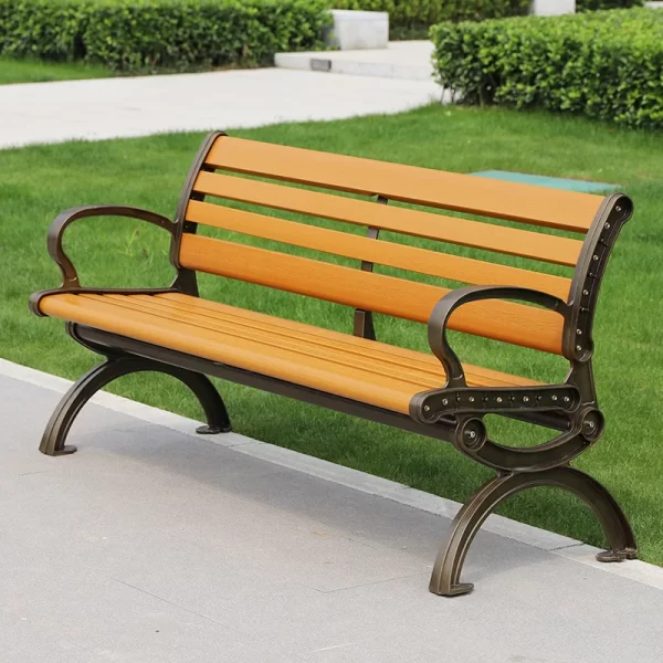 Metal Wooden Benches Seating Outdoor Park Patio Garden Furniture - Image 2