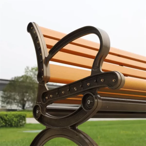 Metal Wooden Benches Seating Outdoor Park Patio Garden Furniture - Image 5