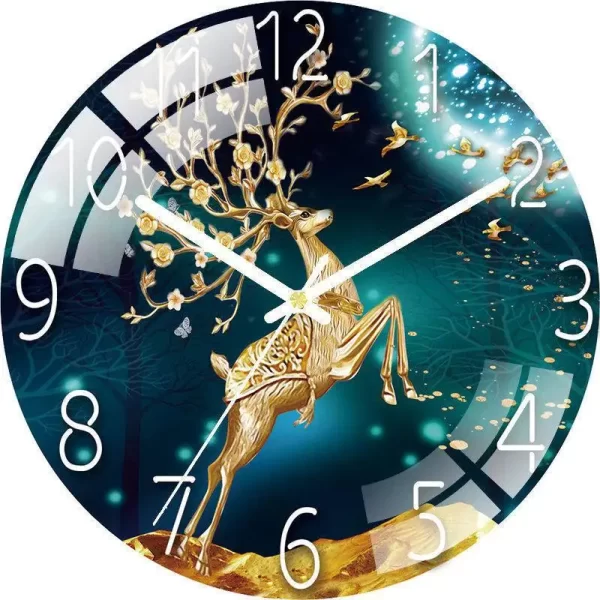 Customizable 12 inch Tempered Glass Wall Clock Deer Wall Clock Home Decor for Home Living Room Decoration - Image 4