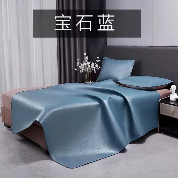 Luxury Solid Color Natural Cowhide Leather Bed Sheets Summer Sleep Mat Adults Sleeping Mat - Image 2