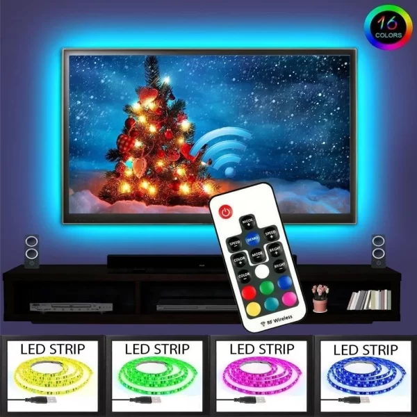 2M/3M/5M RGB LED Strip – 5V USB-Powered, Waterproof, 5050 SMD, Remote Control - Image 3