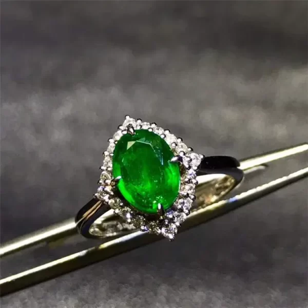 High Quality Gemstone Ring Minimalist Style Jewelry 18k Gold 1.5ct Natural Green Emerald Ring Women - Image 2