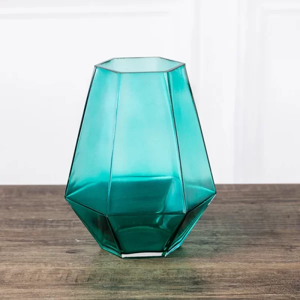 Wholesale colored glass vase Geometric shape flower glass vase for home wedding decoration - Image 4