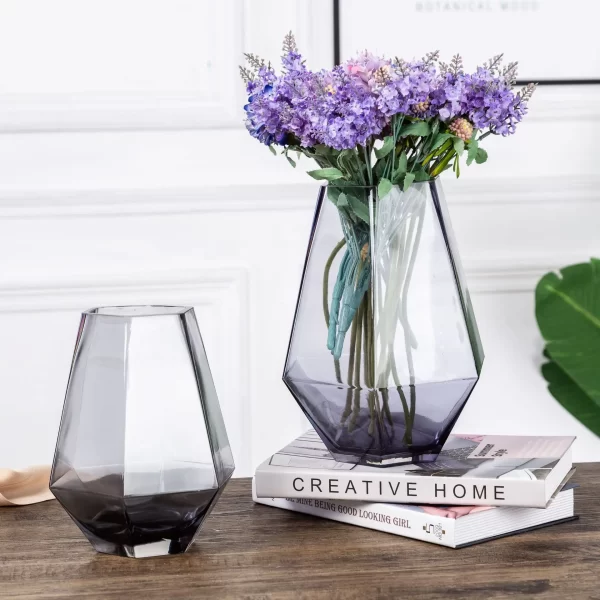 Wholesale colored glass vase Geometric shape flower glass vase for home wedding decoration - Image 3