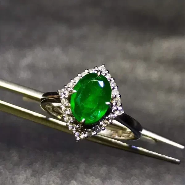 High Quality Gemstone Ring Minimalist Style Jewelry 18k Gold 1.5ct Natural Green Emerald Ring Women - Image 3