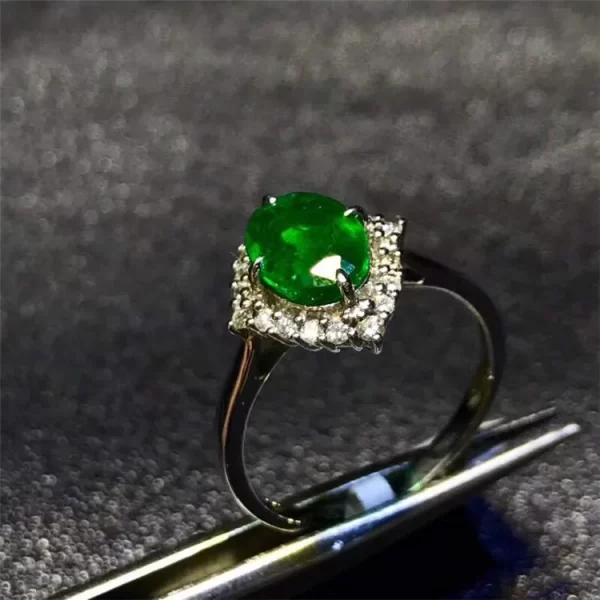 High Quality Gemstone Ring Minimalist Style Jewelry 18k Gold 1.5ct Natural Green Emerald Ring Women