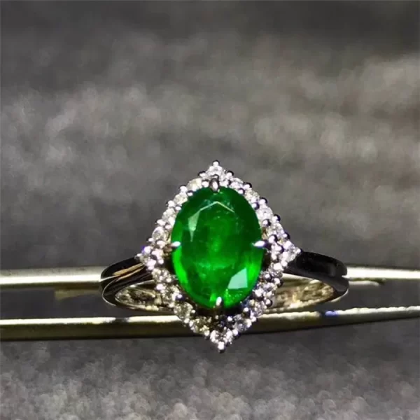 High Quality Gemstone Ring Minimalist Style Jewelry 18k Gold 1.5ct Natural Green Emerald Ring Women - Image 6