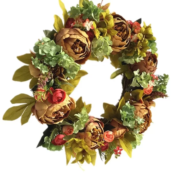 Factory Hot Sale Artificial Peony Flower  Door Wreaths For All Seasons Front Door Holiday Home Decoration - Image 3