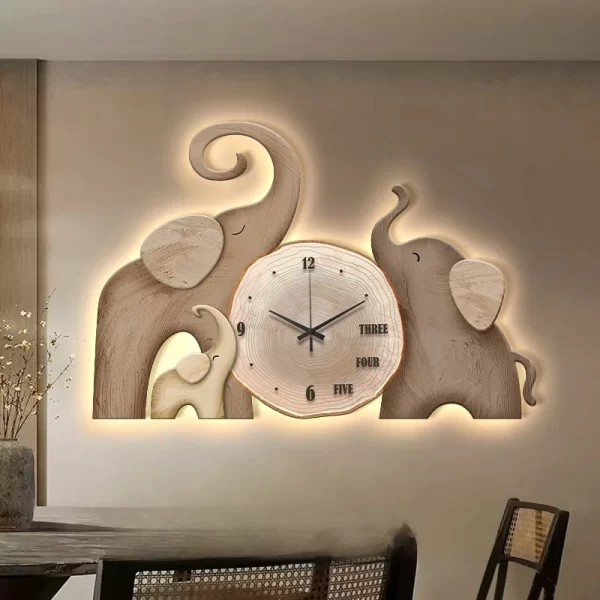 Entrance Decoration Painting Elephant LED Simulation Green Plant wall art and Home Decoration - Image 4