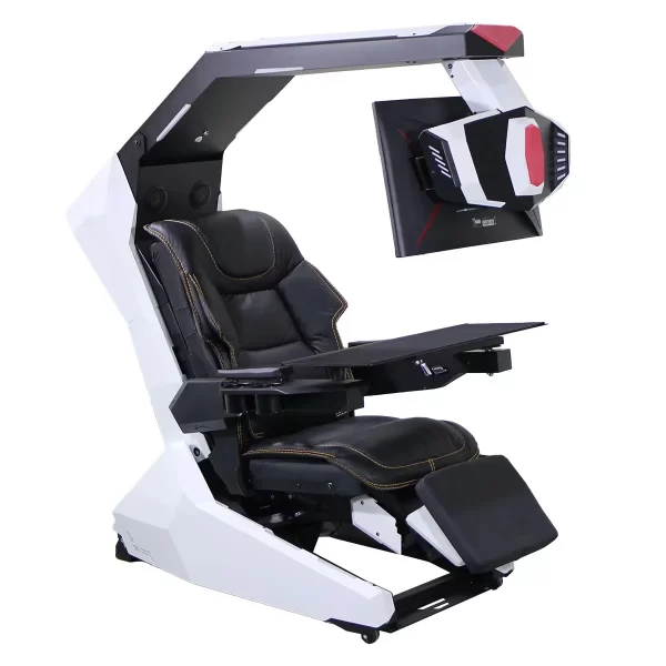 Imperator Works R1Pro Luxury Recline zero Gravity Speaker Massage RGB Gaming COCKPIT Triple Monitor Tilting Rig VR Workstation - Image 6