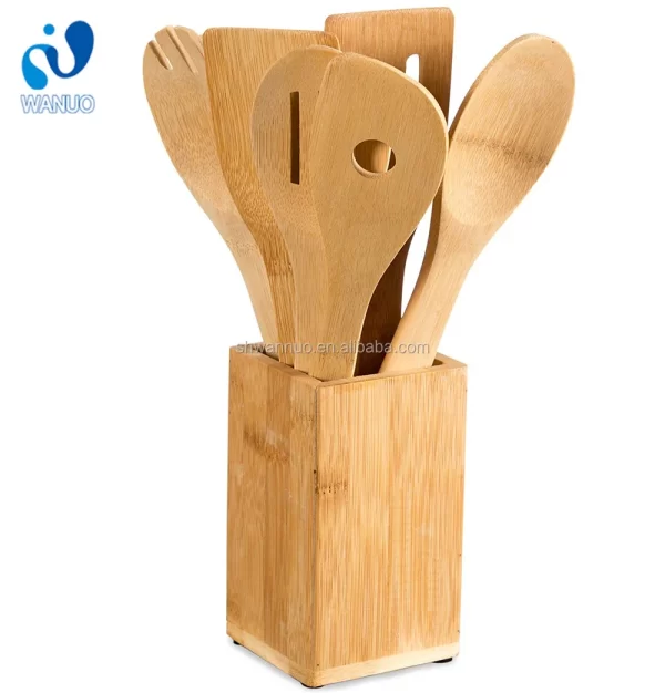 Factory Direct Supply Food Grade Wooden Kitchen Utensils Set Bamboo Shovel Bamboo Non-stick Spatula - Image 5