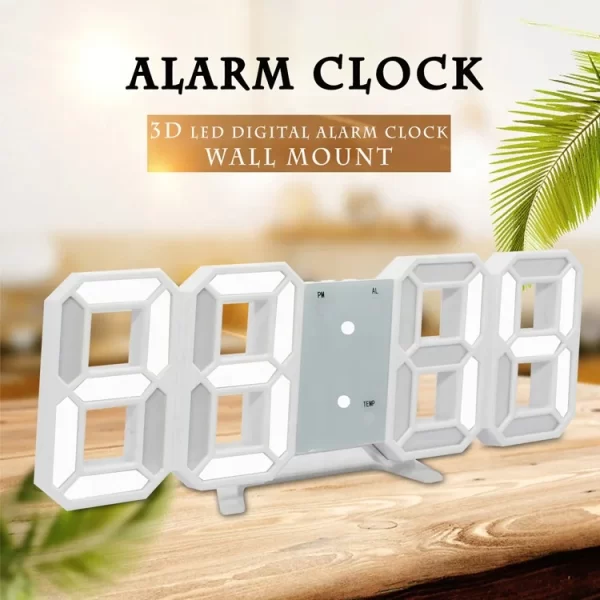 Modern Smart 3D LED Table & Wall Clock with Adjustable Brightness and Alarm