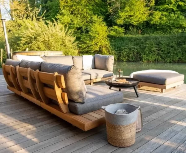 Modern Wood Furniture With Cushions Sofa Set Garden Patio Sectional Outdoor - Image 3