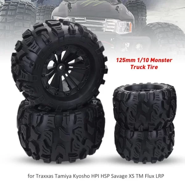 1/10 Scale Monster Truck Tires - 125mm with 12mm Hex (4-Pack) - Image 4