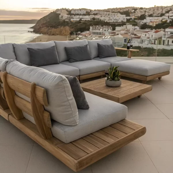 Modern Wood Furniture With Cushions Sofa Set Garden Patio Sectional Outdoor - Image 6