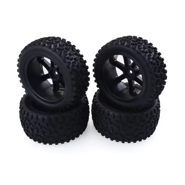 4Pcs Black Pentagram Wheel Rims with High Grip Rubber Tires for 1/10 RC Off-Road Buggy - Image 2