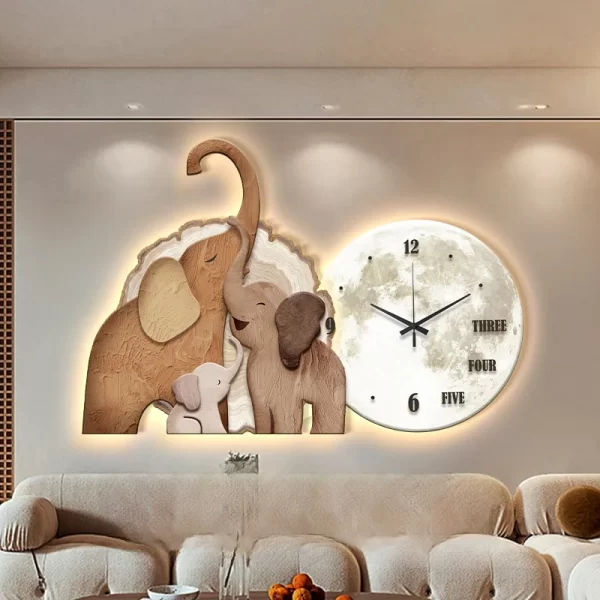 Entrance Decoration Painting Elephant LED Simulation Green Plant wall art and Home Decoration