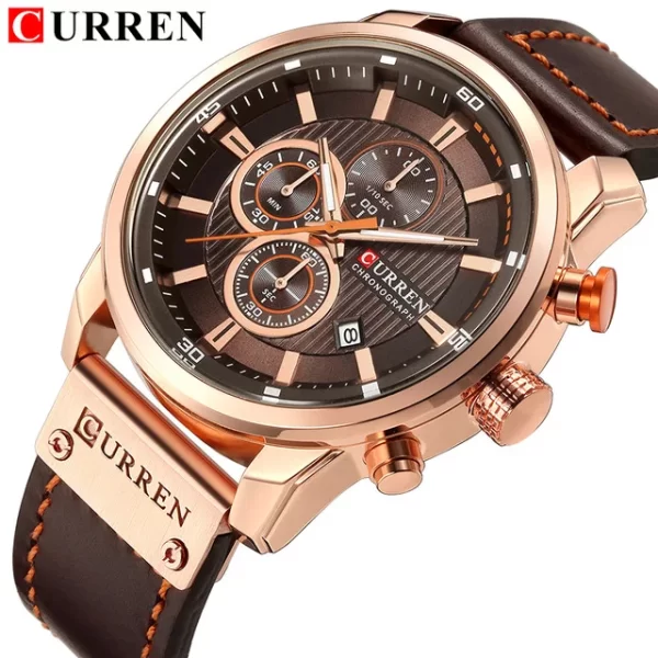 CURREN Watch for Men Japan Quartz Movement Leather Strap Big Dial Casual Sport Calendar Waterproof Watch 8291 relogio masculino - Image 6