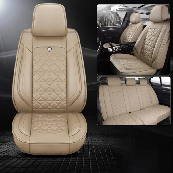 high quality  Coverage Latest Black Car Seat Cover Suitable for Most Models Breathable Leather Car Seat Cove Full set  universal - Image 5