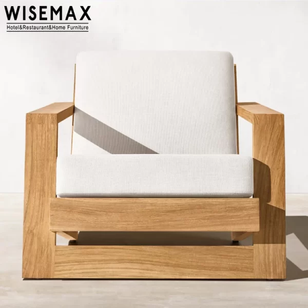 WISEMAX FURNITURE Outdoor Wood Accent Leisure Chair Ottoman - Image 4