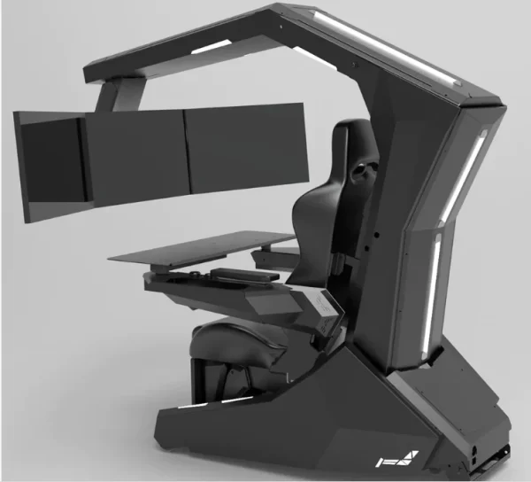 Imperator Works R1Pro Luxury Recline zero Gravity Speaker Massage RGB Gaming COCKPIT Triple Monitor Tilting Rig VR Workstation - Image 2