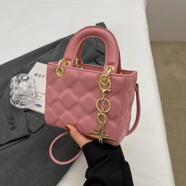 New Designer Arrival Quilted PU Leather Women Messenger Handbag Cross Body Shoulder Belt Girls Bags Mini Handbags for Ladies - Image 4