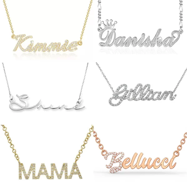 14k 18k gold plated sterling silver nameplate personalized necklace pendant custom name cz man 925 sterling silver necklace - Image 6