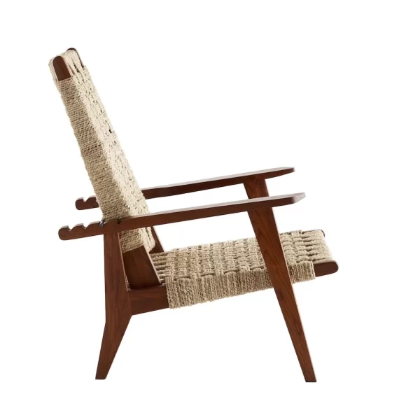 Nordic Casual Style Woven Rattan Adjustable Wooden Recliner - Image 2