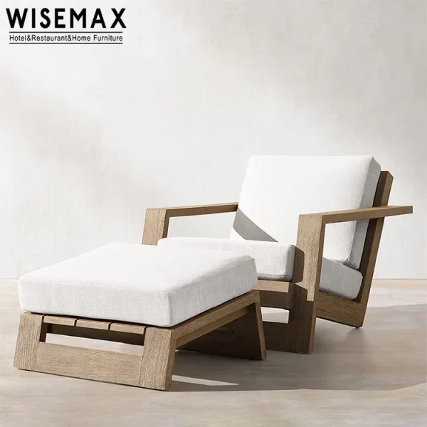 WISEMAX FURNITURE Outdoor Wood Accent Leisure Chair Ottoman - Image 6