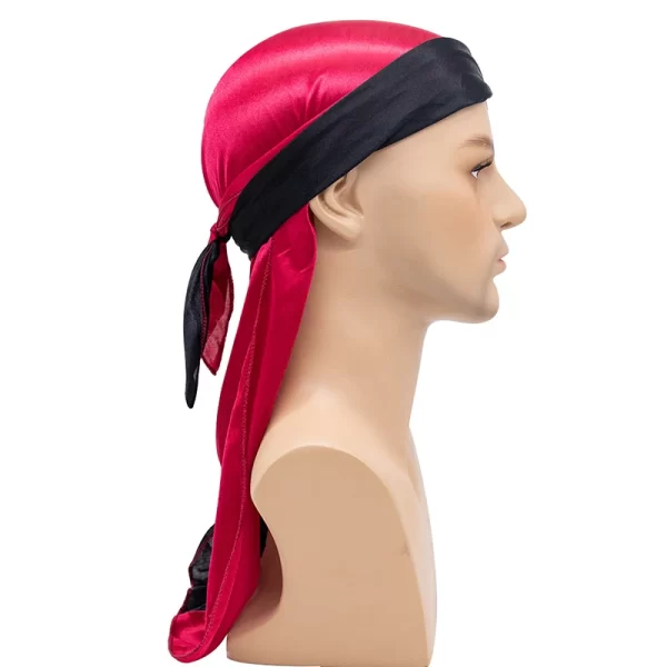 Wholesale Durags Bandana Fashion Silky Elastic Hair Protection Durag Pirate Hat Long Silky Satin Bonnets and Durags - Image 2