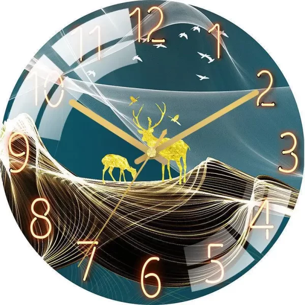 Customizable 12 inch Tempered Glass Wall Clock Deer Wall Clock Home Decor for Home Living Room Decoration - Image 5