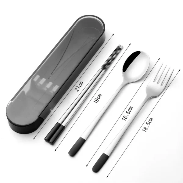 Amazon Hot Selling Korean Spoon Chopsticks Fork Pull-out Portable Set Dinner Knife Stainless Steel 304 Cutlery Set - Image 2