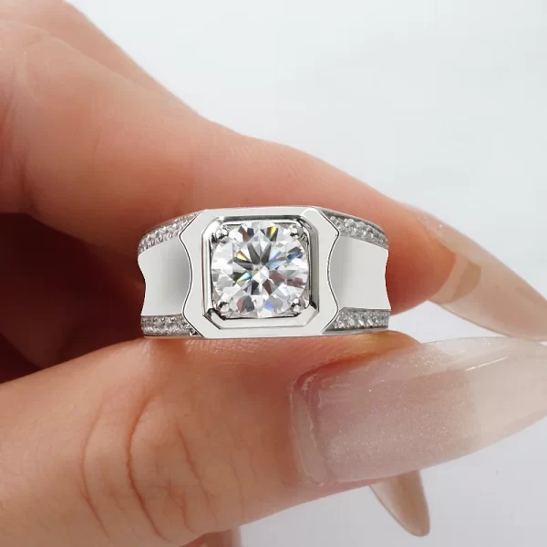 silver moissanite ring one stone 1ct 2ct 925 sterling silver minimalist ring trendy design - Image 2