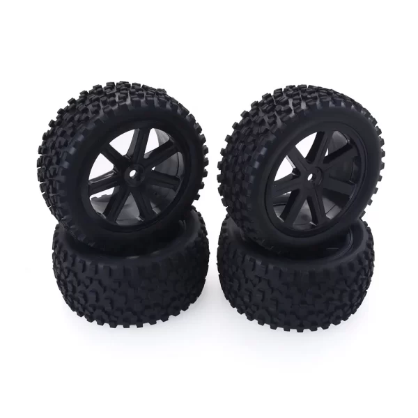 4Pcs Black Pentagram Wheel Rims with High Grip Rubber Tires for 1/10 RC Off-Road Buggy - Image 6