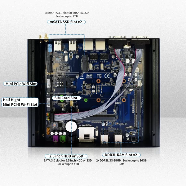 Hystou Mini PC - Intel i7-5500U, Dual HDMI, Fanless Design - Image 5