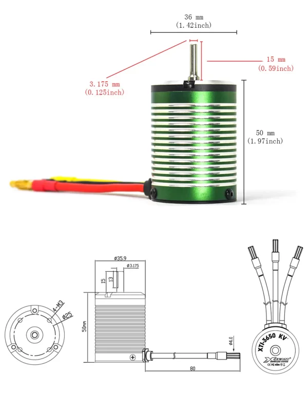 X Team3560 5400KV/4300KV Brushless DC Motor – 4-Pole for 1/10 RC Cars & Boats - Image 5