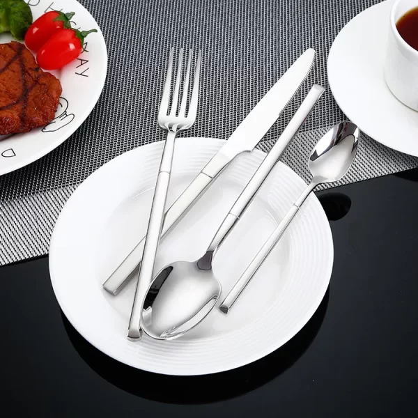 Wholesale Customized Logo Stainless Steel Cutlery Set Luxury Reusable Flatware Dinner Knife Fork Spoon Set - Image 5