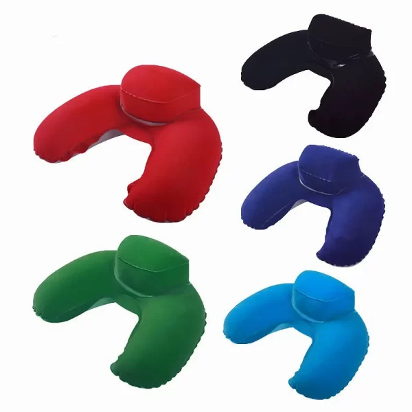 Hot Sale eco-friendly  portable PVC Inflatable U - shaped  press Flocking Pillow  for travel - Image 4