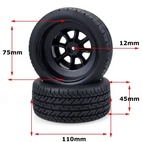 Short Course Truck Tires for 1/10 RC Cars - 12mm Hex Adapter, 110mm Size